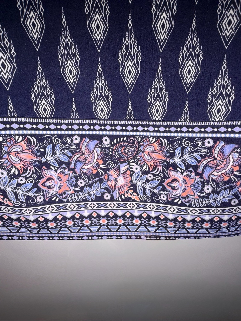 Magnolia Grace Navy Boho Print Embroidered Shift Dress Size S - Picture 3 of 6